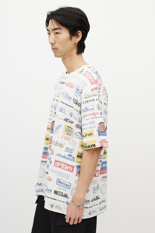 Louis Vuitton White & Multicolour Freedom Logo T-Shirt