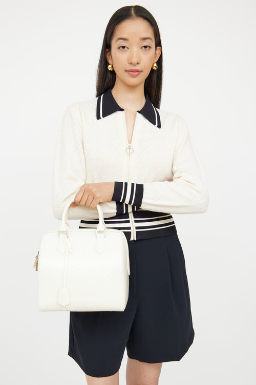 Louis Vuitton 2013 White Damier Speedy Cube Bag