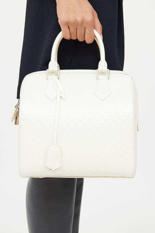 Louis Vuitton 2013 White Damier Speedy Cube Bag