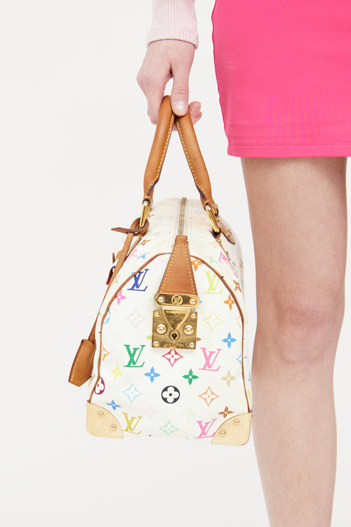 Louis Vuitton White Murakami Speedy Bag