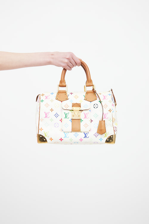 Louis Vuitton White Murakami Speedy Bag