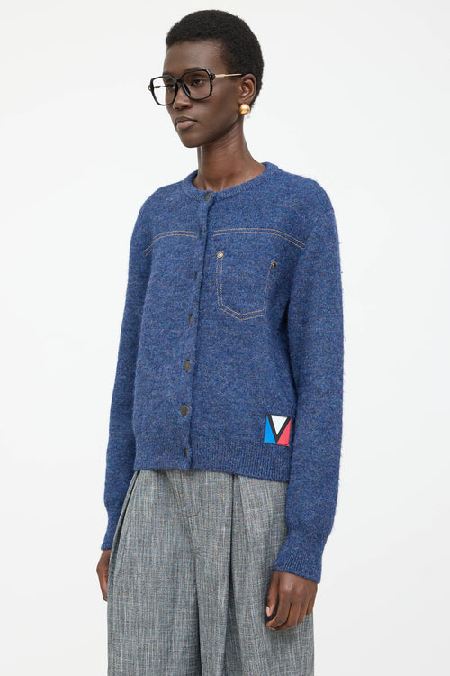 Louis Vuitton Wool Knit Contrast Stitch Cardigan