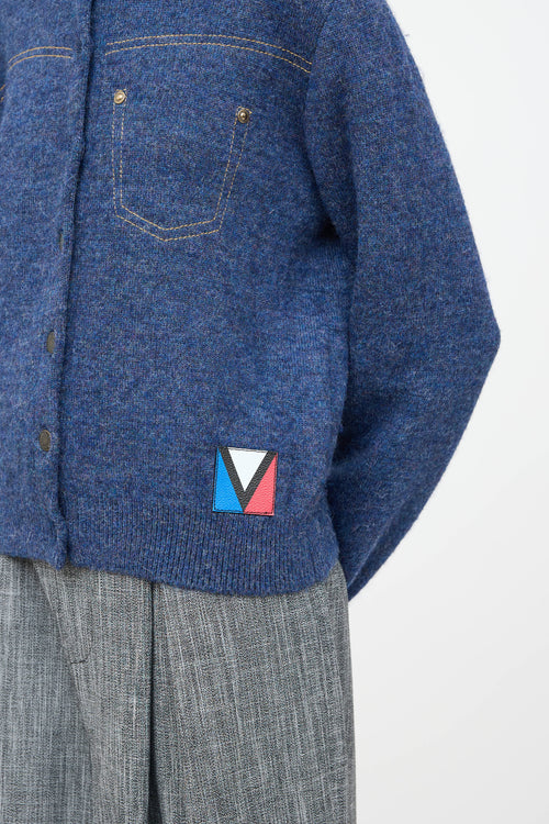 Louis Vuitton Wool Knit Contrast Stitch Cardigan