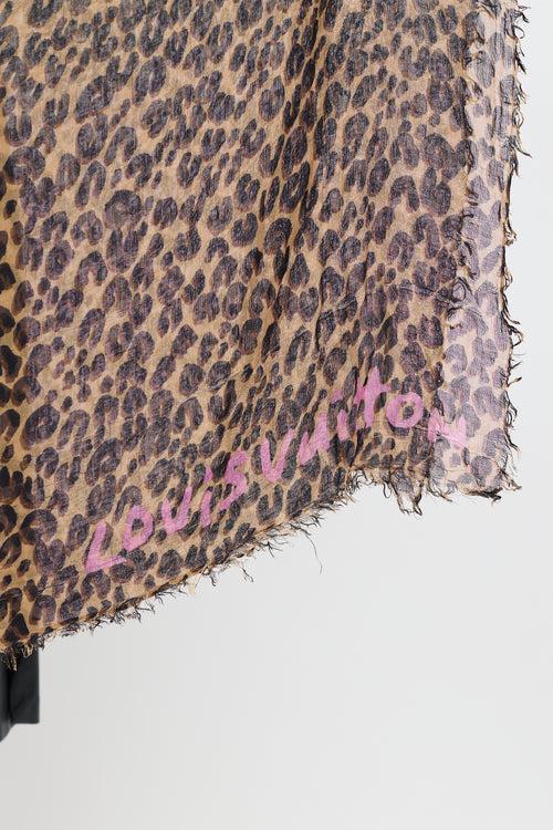 Louis Vuitton X Stephen Sprouse Brown & Pink Scarf