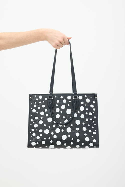 Louis Vuitton X Yayoi Kusama 2023 Black & White Empreinte Leather OnTheGo MM Bag