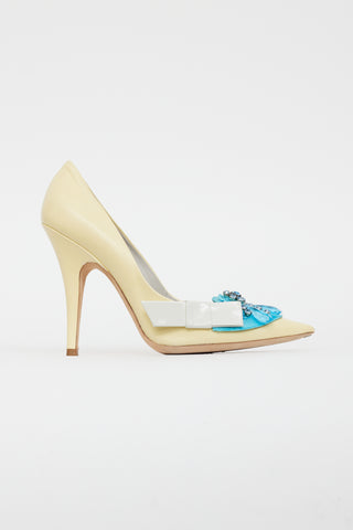 Louis Vuitton Yellow Patent Leather Crystal Embellishment Pump
