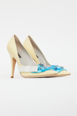 Louis Vuitton Yellow Patent Leather Crystal Embellishment Pump