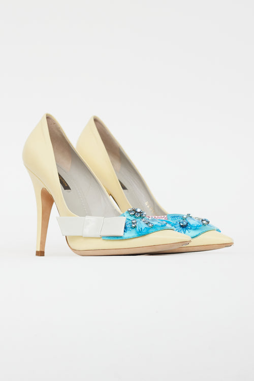 Louis Vuitton Yellow Patent Leather Crystal Embellishment Pump