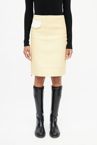 Louis Vuitton Yellow & White Leather Skirt