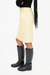 Louis Vuitton Yellow & White Leather Skirt