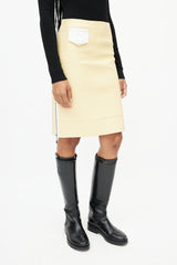 Louis Vuitton Yellow & White Leather Skirt