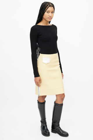 Louis Vuitton Yellow & White Leather Skirt