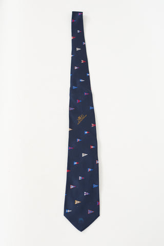 Louis Vuitton 2000 Navy & Multicolour Silk Cup Flag Tie