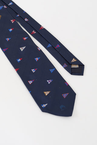 Louis Vuitton 2000 Navy & Multicolour Silk Cup Flag Tie