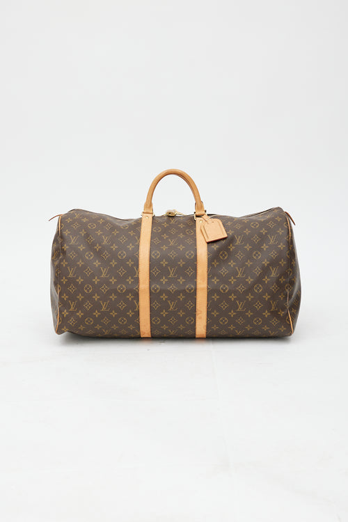 Louis Vuitton 2002 Brown Monogram Keepall Bandoulière 55 Duffle Bag