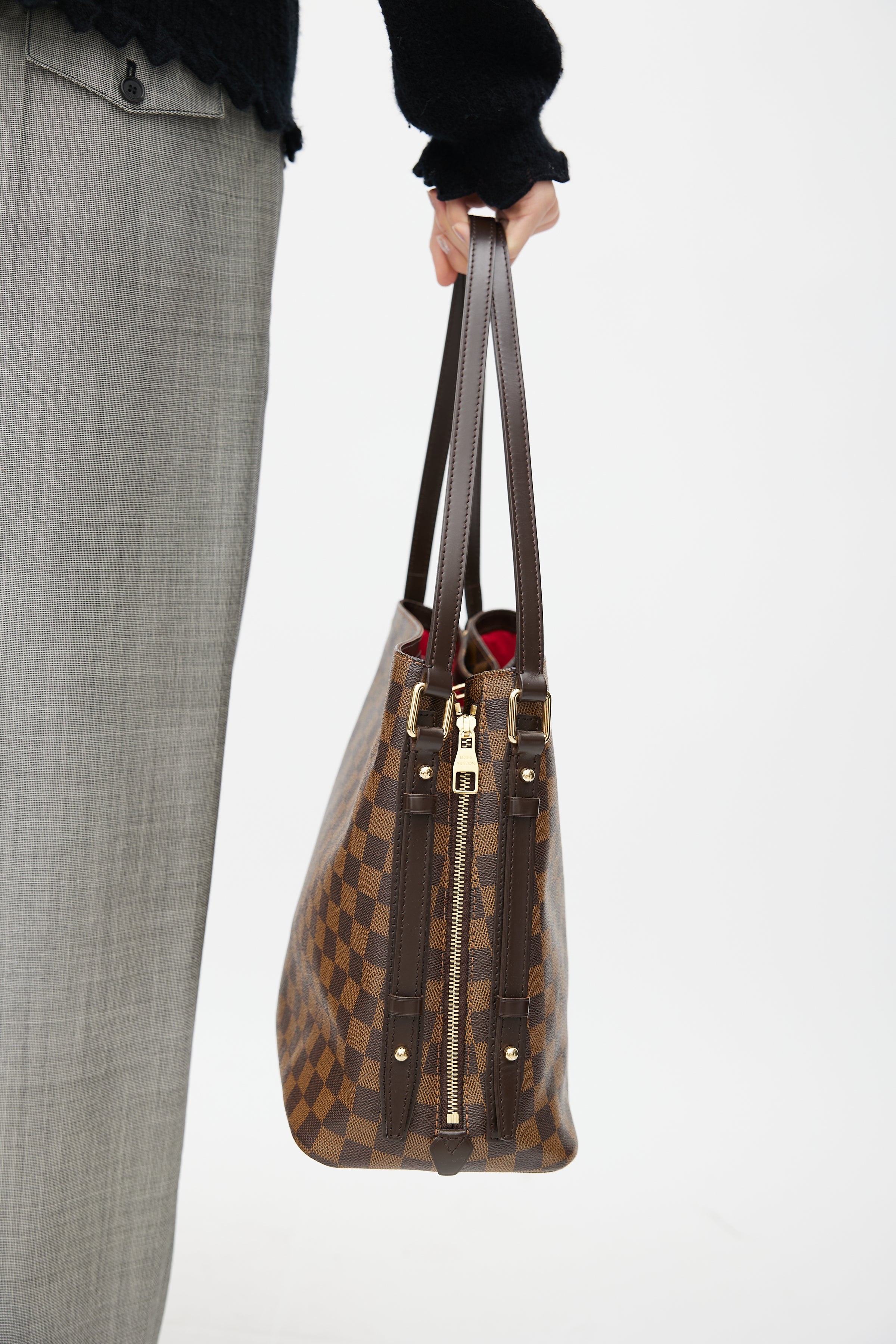 Louis Vuitton Damier Ebene Canvas Rivington Cabas Tote Shoulder Bag