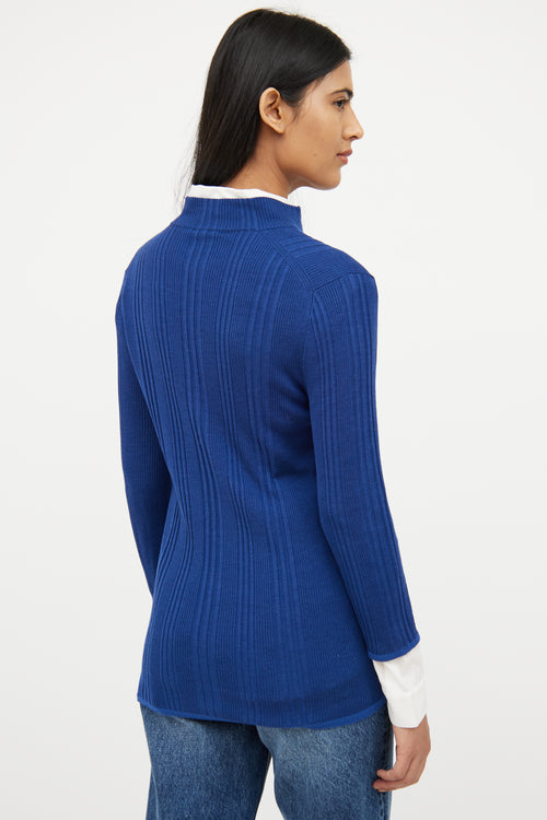 Louis Vuitton Royal Blue Silk & Wool Henley Sweater