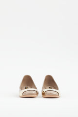 Louis Vuitton Beige & Gold Shiny Patent Leather Heel