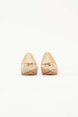 Louis Vuitton Beige Leather Damier Bow Pump