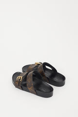 Louis Vuitton Black & Brown Monogram Bom Dia Sandal