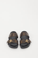 Louis Vuitton Black & Brown Monogram Bom Dia Sandal