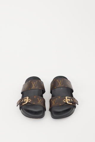 Louis Vuitton Black & Brown Monogram Bom Dia Sandal