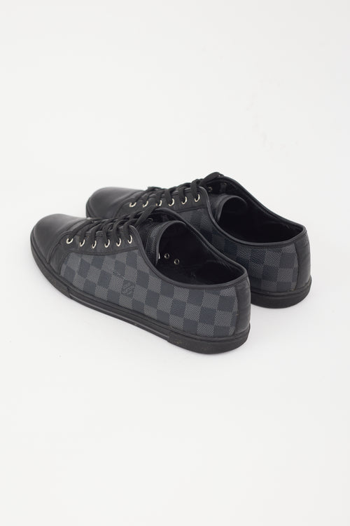 Louis Vuitton Black & Grey Leather Damier Ebene Monogram Sneaker
