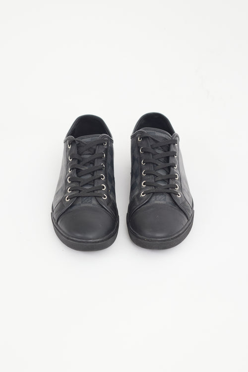 Louis Vuitton Black & Grey Leather Damier Ebene Monogram Sneaker