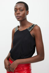 Louis Vuitton Black Embellished Cutout Back Top