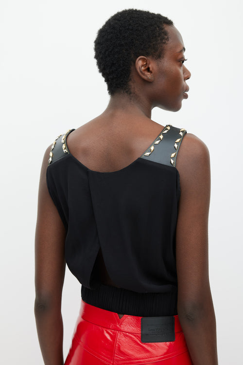 Louis Vuitton Black Embellished Cutout Back Top