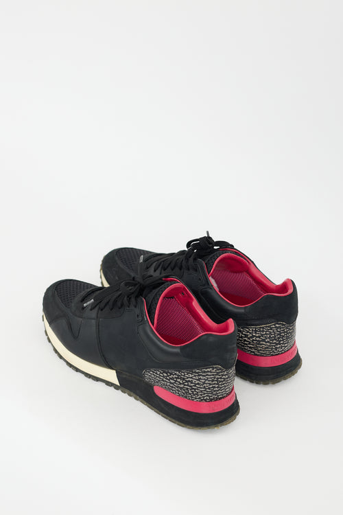 Louis Vuitton Black & Fuchsia Damier Infini Run Away Sneaker