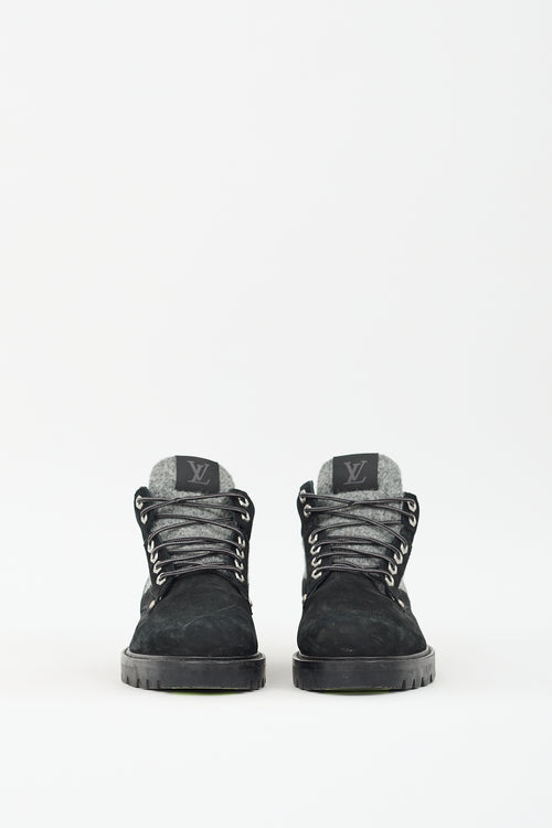 Louis Vuitton Black & Grey Suede Oberkampf Hiking Boot