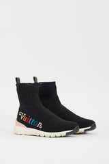 Louis Vuitton Black & Multicolour Embroidered Logo Aftergame Knit Sneaker