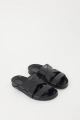 Louis Vuitton Black & Gold Mirabeau Leather Sandal
