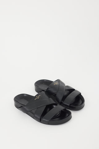 Louis Vuitton Black & Gold Mirabeau Leather Sandal