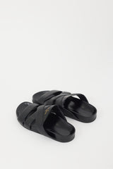 Louis Vuitton Black & Gold Mirabeau Leather Sandal