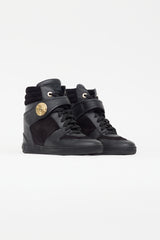 Louis Vuitton Black Leather & Suede Wedge Sneaker