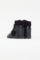 Louis Vuitton Black Leather & Suede Wedge Sneaker