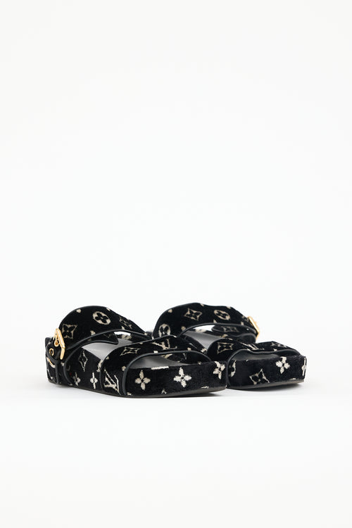 Louis Vuitton Velvelt Monogram Platform Sandal