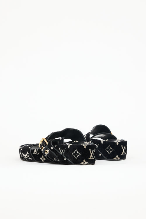 Louis Vuitton Velvelt Monogram Platform Sandal