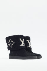 Louis Vuitton Black & White Mono Sherpa Boot