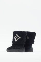 Louis Vuitton Black & White Mono Sherpa Boot