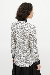 Louis Vuitton Black & White Silk Floral Shirt