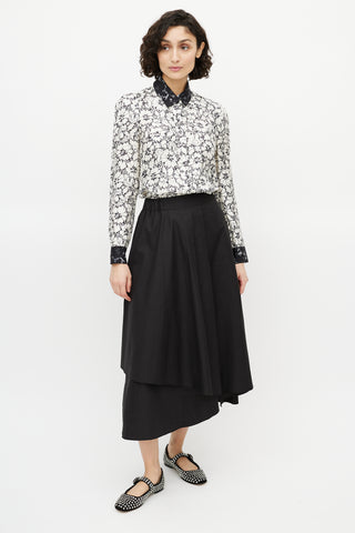 Louis Vuitton Black & White Silk Floral Shirt