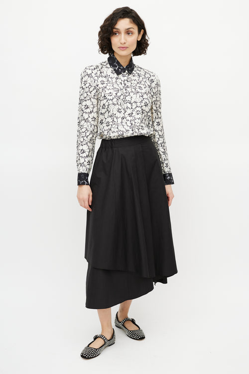 Louis Vuitton Black & White Silk Floral Shirt