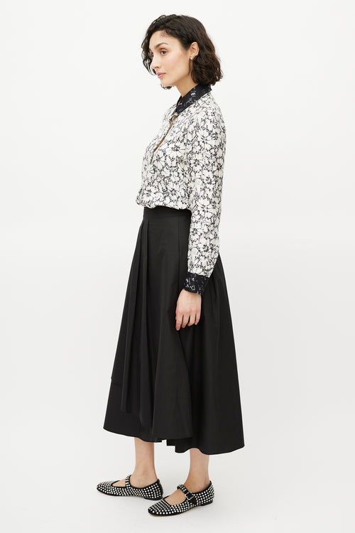 Louis Vuitton Black & White Silk Floral Shirt