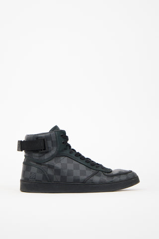 Louis Vuitton Black Leather Damier Rivoli High Sneaker