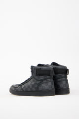 Louis Vuitton Black Leather Damier Rivoli High Sneaker
