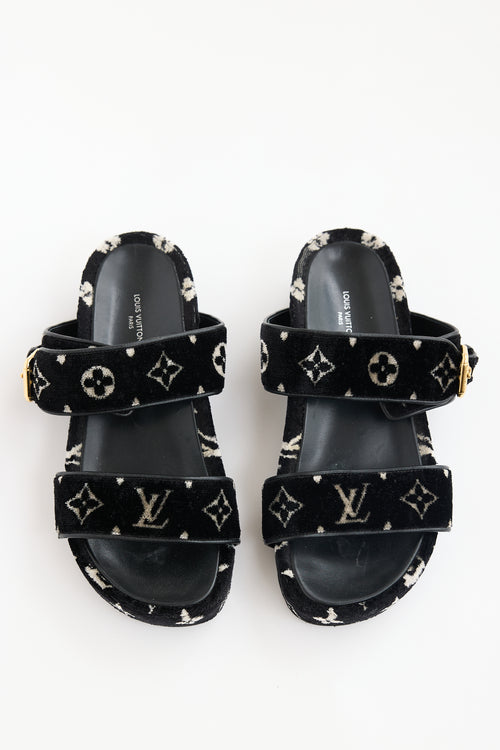 Louis Vuitton Velvelt Monogram Platform Sandal