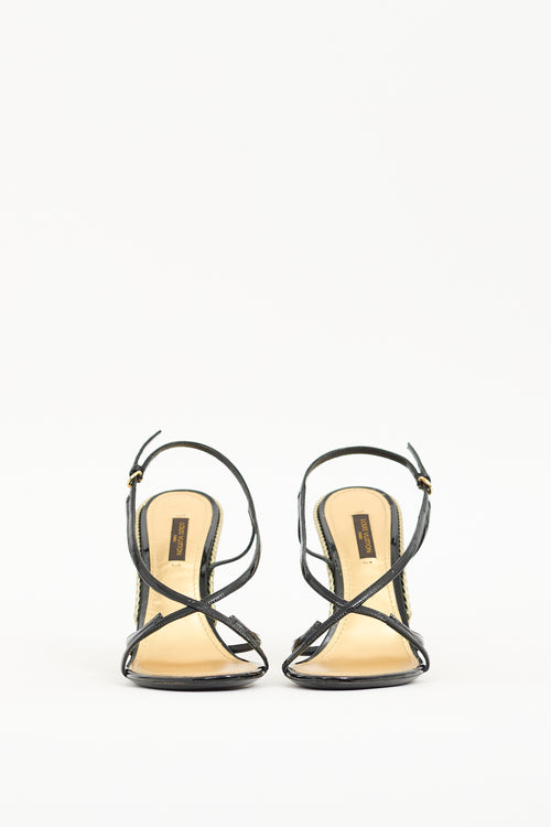 Louis Vuitton Black & Gold Fame Wedge Sandal